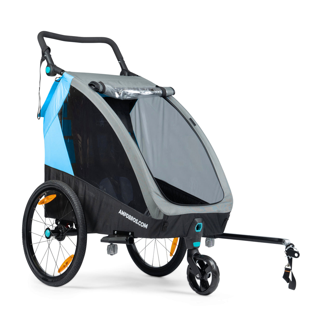Ampd Bros Deluxe Kids Bike Trailer Pram | Suspension, Single/Double, Jogger Wheel