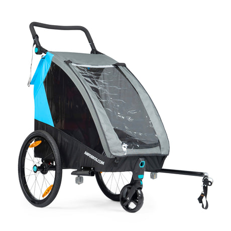 Ampd Bros Deluxe Kids Bike Trailer Pram | Suspension, Single/Double, Jogger Wheel