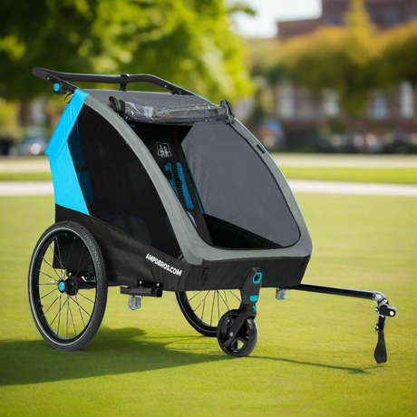 Ampd Bros Deluxe Kids Bike Trailer Pram | Suspension, Single/Double, Jogger Wheel