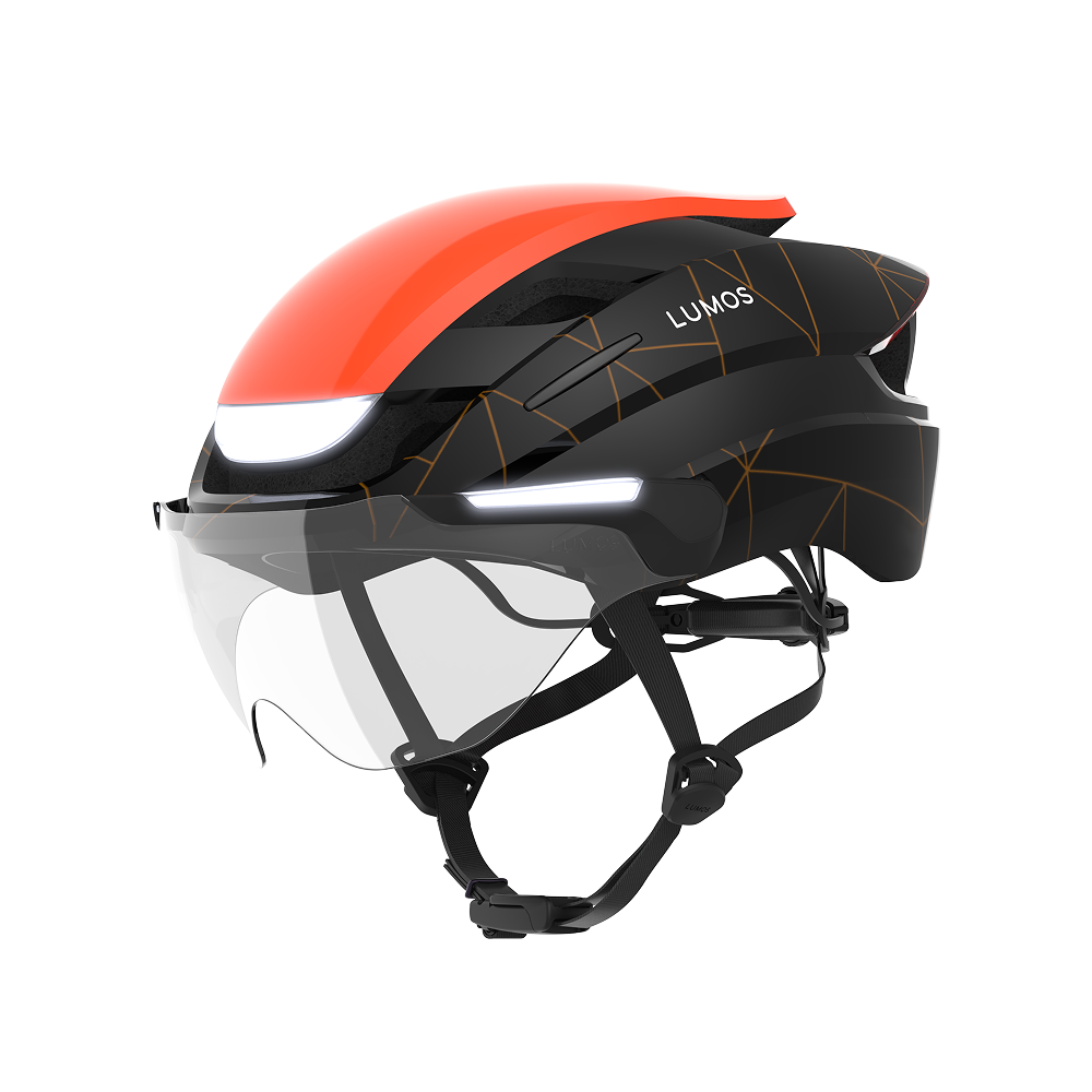 Lumos Ultra E-Bike Helmet with Integrated Eye Shield and Smart Turn Signals