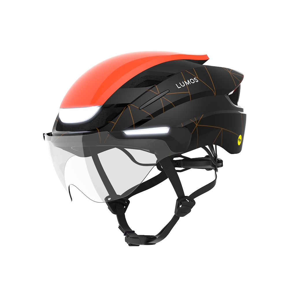 Lumos Ultra E-Bike Helmet with Integrated Eye Shield and Smart Turn Signals
