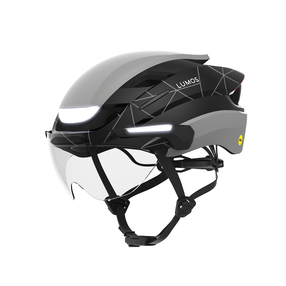 Lumos Ultra E-Bike Helmet with Integrated Eye Shield and Smart Turn Signals