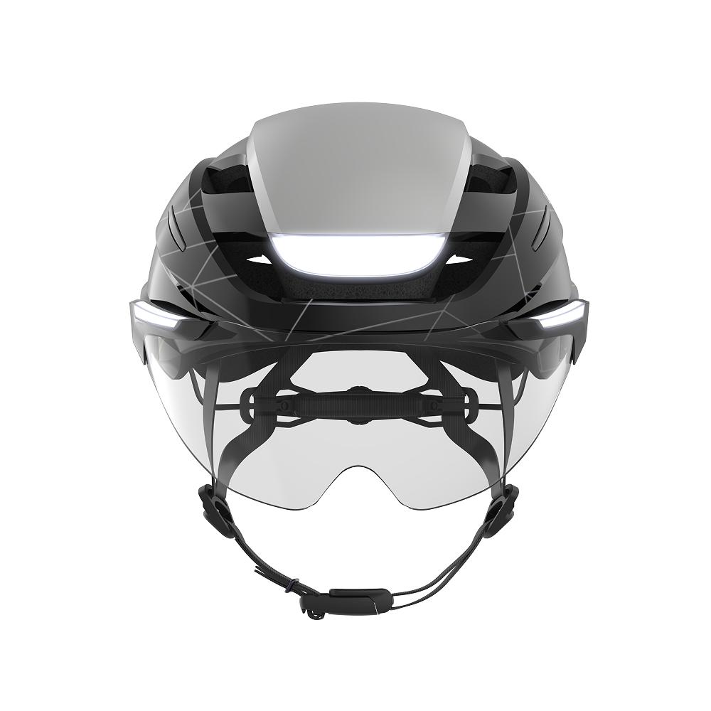 Lumos Ultra E-Bike Helmet with Integrated Eye Shield and Smart Turn Signals