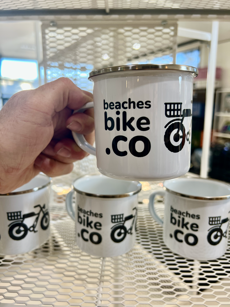 Beaches Bike Co Enamel Camping Mug