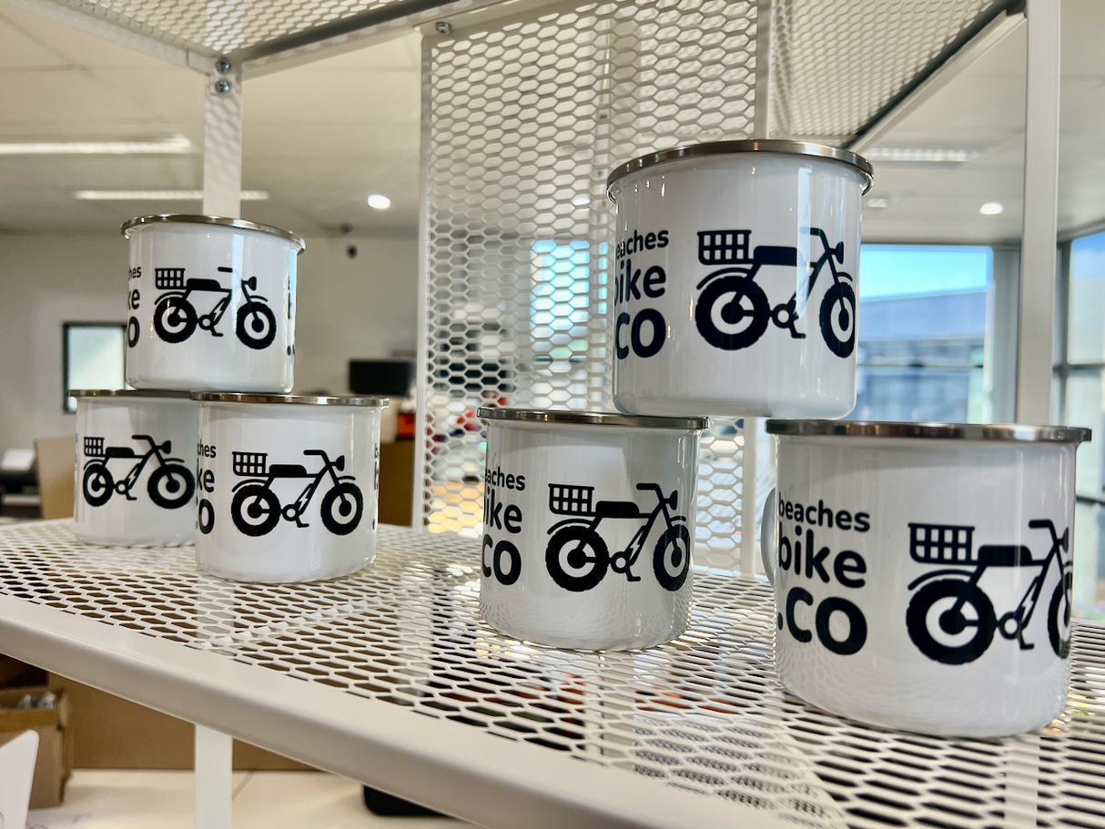 Beaches Bike Co Enamel Camping Mug