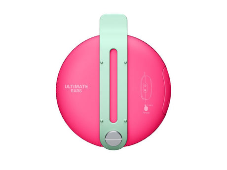 Ultimate Ears MINIROLL Pink Portable Bluetooth Speaker, Waterproof, Long-Lasting Battery, Bike Clippable!