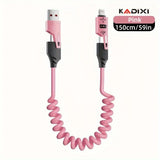 4-in-1 USB Cable with Spring-Back Cord