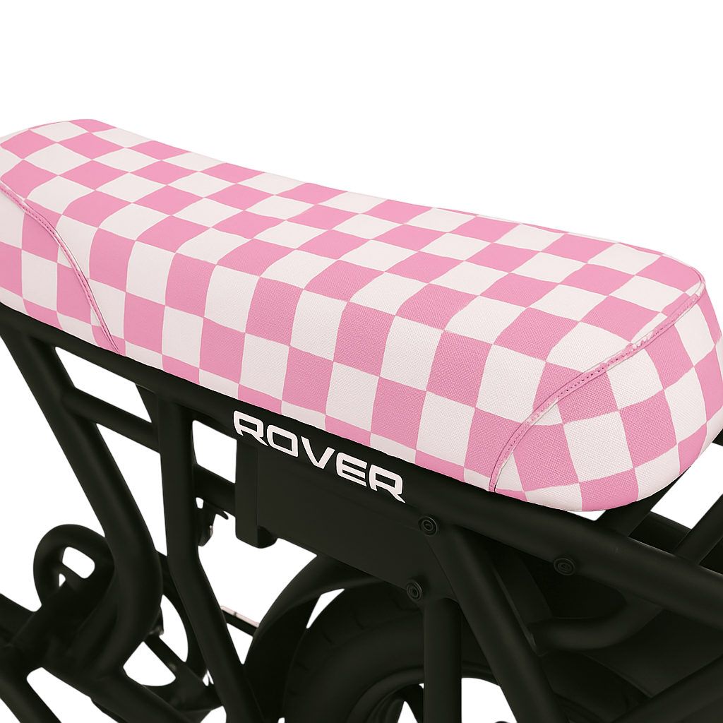 Vibrant Bubblegum Checkered E-Bike Seat Cover: DiroDi, Stator, Fatboy, Ampd Bros