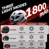 ROCKBROS USB-C Rechargeable Cycling Safety Helmet with Integrated Warning Lights
