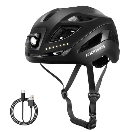 ROCKBROS USB-C Rechargeable Cycling Safety Helmet with Integrated Warning Lights