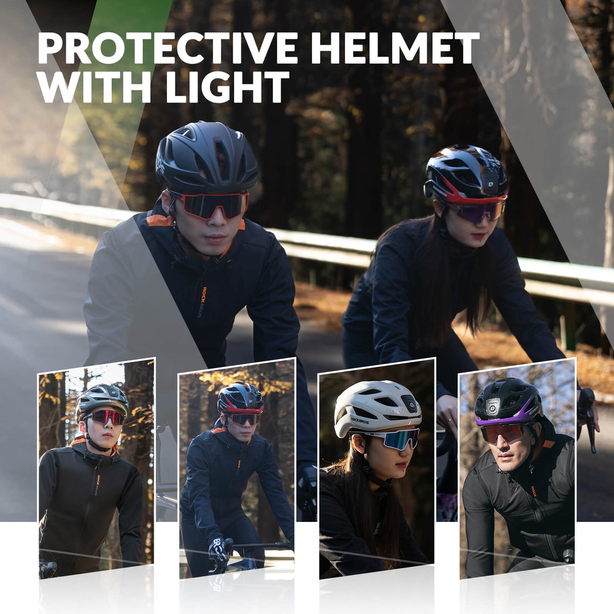 ROCKBROS USB-C Rechargeable Cycling Safety Helmet with Integrated Warning Lights