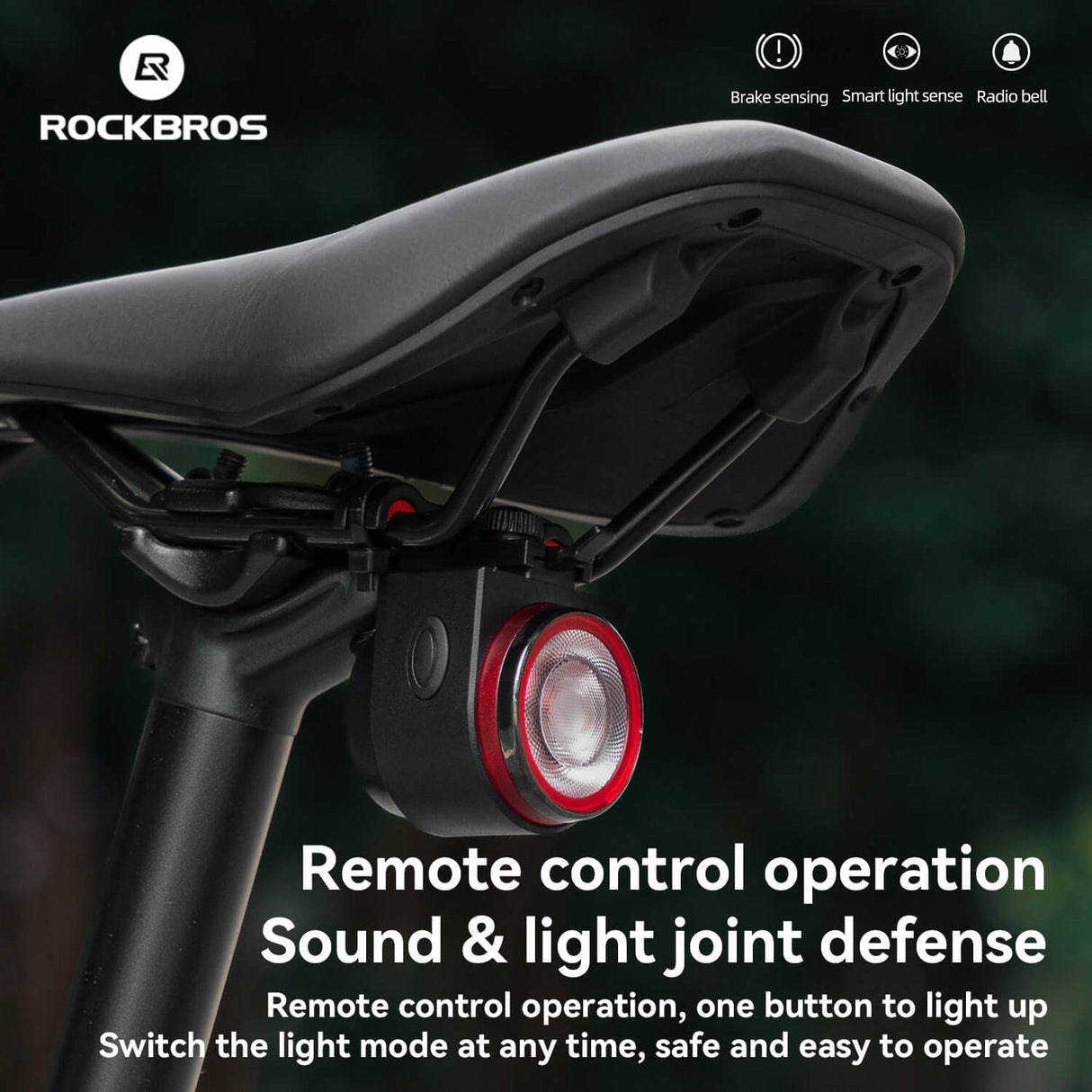 ROCKBROS Wireless Remote Bicycle Tail Light: Anti-Theft Alarm, Horn, Cycling Safety