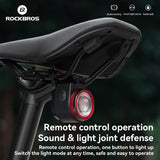 ROCKBROS Wireless Remote Bicycle Tail Light: Anti-Theft Alarm, Horn, Cycling Safety