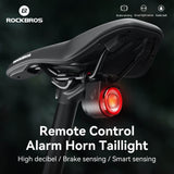 ROCKBROS Wireless Remote Bicycle Tail Light: Anti-Theft Alarm, Horn, Cycling Safety