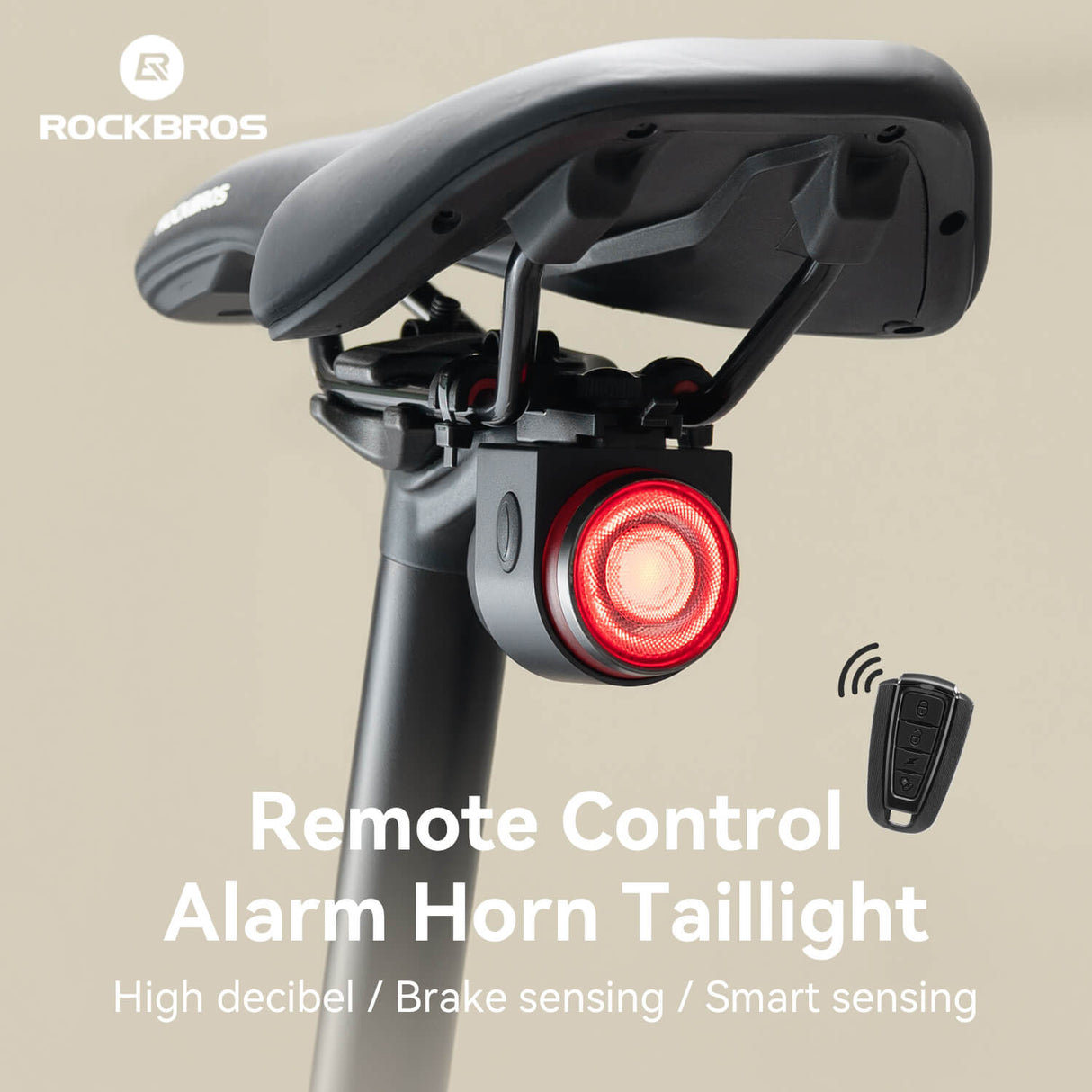 ROCKBROS Wireless Remote Bicycle Tail Light: Anti-Theft Alarm, Horn, Cycling Safety