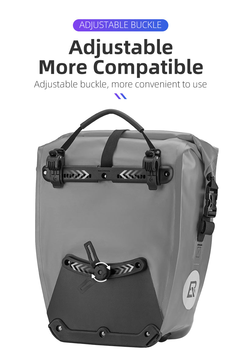 ROCKBROS 25L Waterproof Roll-Top Bicycle Saddlebag with Quick-Release Rack Mount