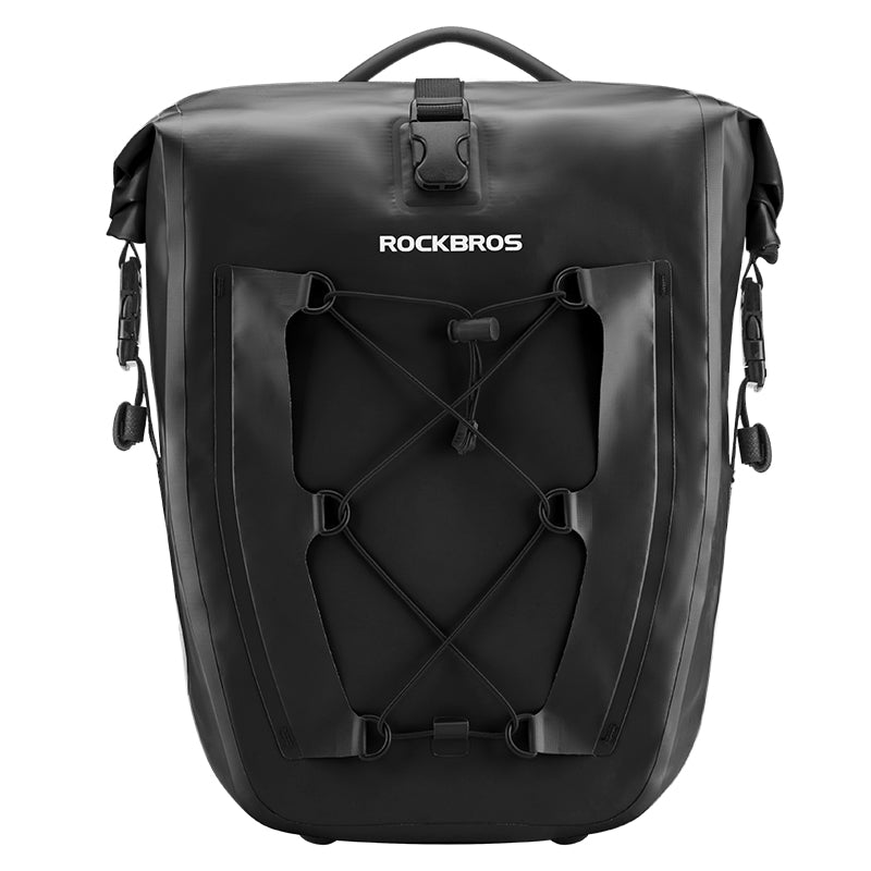 ROCKBROS 25L Waterproof Roll-Top Bicycle Saddlebag with Quick-Release Rack Mount