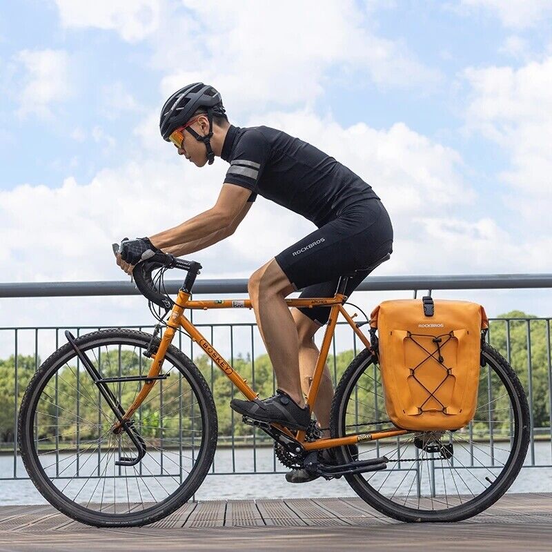 ROCKBROS 25L Waterproof Roll-Top Bicycle Saddlebag with Quick-Release Rack Mount