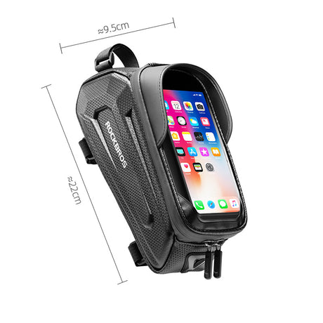 ROCKBROS Waterproof Bike Top Tube Handlebar Phone Bag, Touch Screen EVA Pouch
