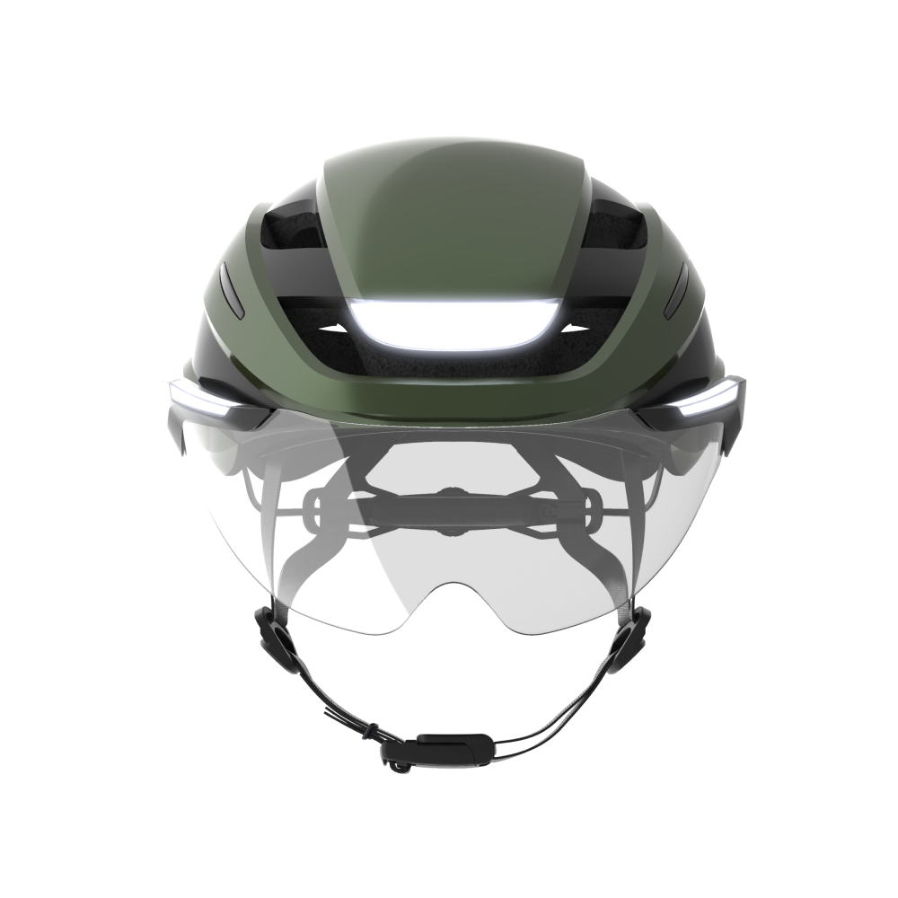 Lumos Ultra E-Bike Helmet with Integrated Eye Shield and Smart Turn Signals