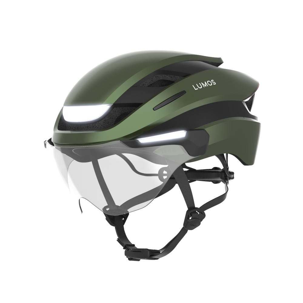 Lumos Ultra E-Bike Helmet with Integrated Eye Shield and Smart Turn Signals