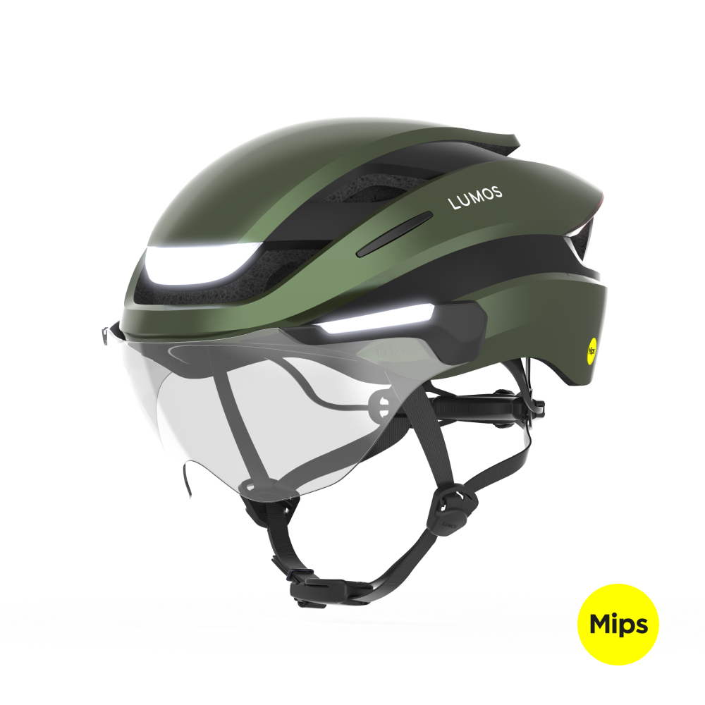 Lumos Ultra E-Bike Helmet with Integrated Eye Shield and Smart Turn Signals
