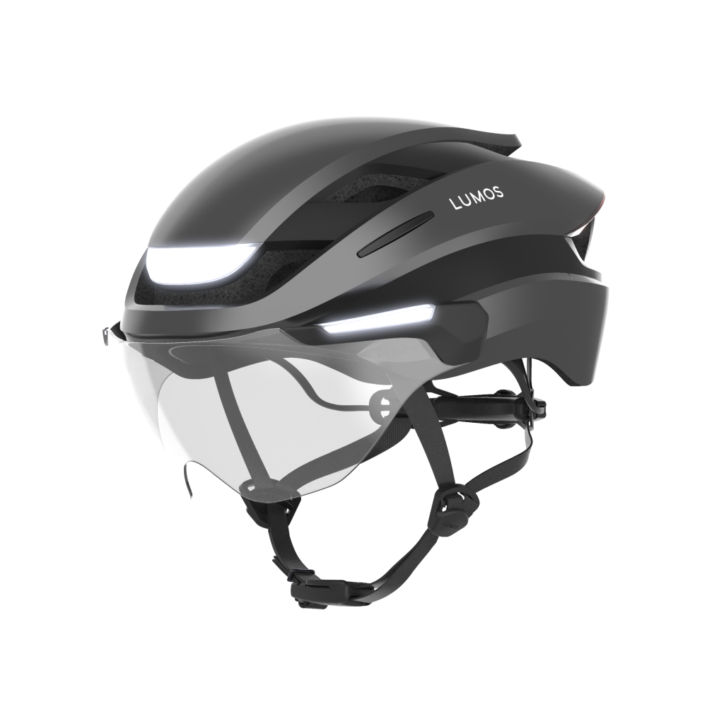 Lumos Ultra E-Bike Helmet with Integrated Eye Shield and Smart Turn Signals