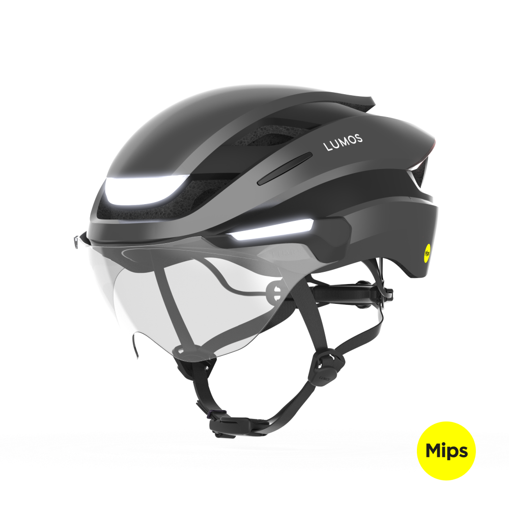 Lumos Ultra E-Bike Helmet with Integrated Eye Shield and Smart Turn Signals