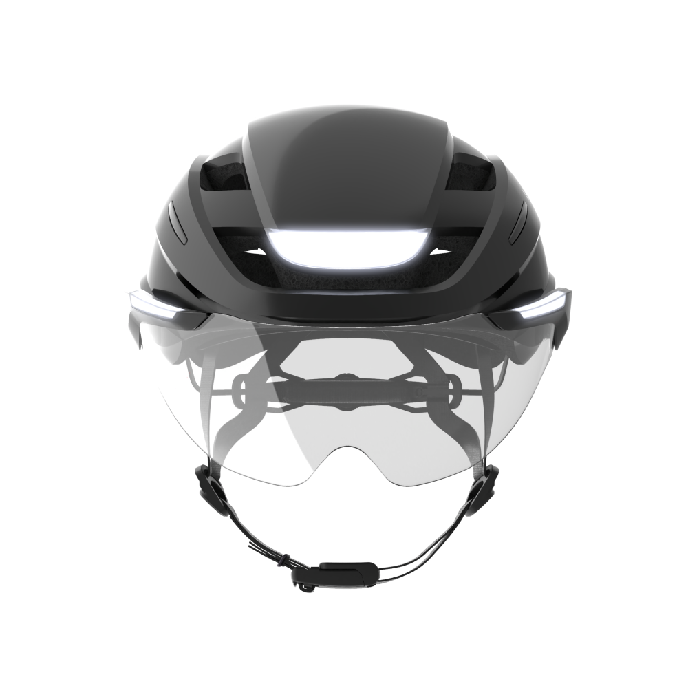 Lumos Ultra E-Bike Helmet with Integrated Eye Shield and Smart Turn Signals