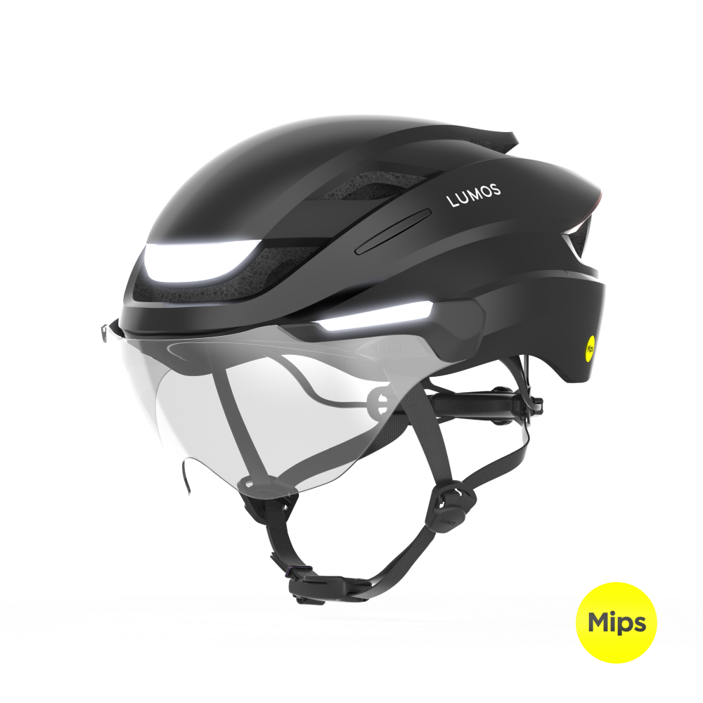 Lumos Ultra E-Bike Helmet with Integrated Eye Shield and Smart Turn Signals
