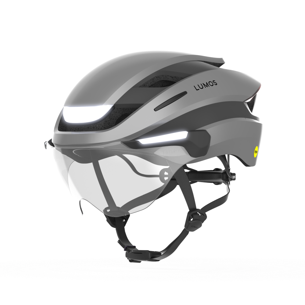 Lumos Ultra E-Bike Helmet with Integrated Eye Shield and Smart Turn Signals