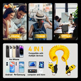 4-in-1 USB Cable with Spring-Back Cord