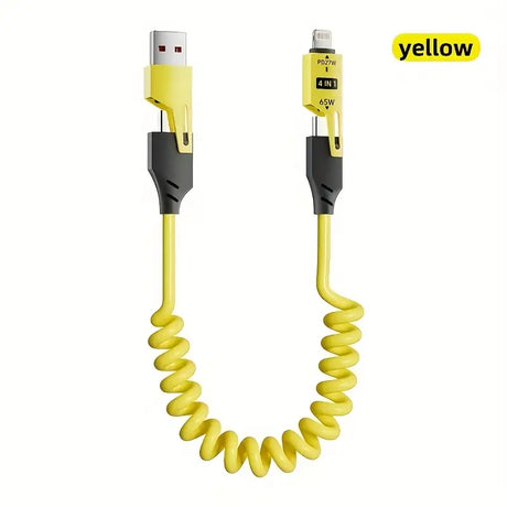 4-in-1 USB Cable with Spring-Back Cord