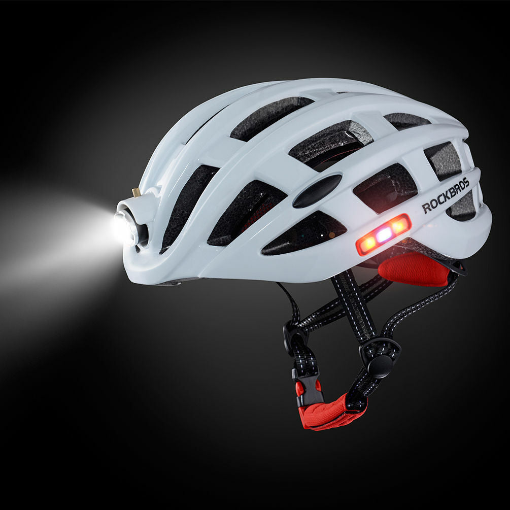 ROCKBROS Ultralight Cycling Helmet with USB Rechargeable LED Safety Light