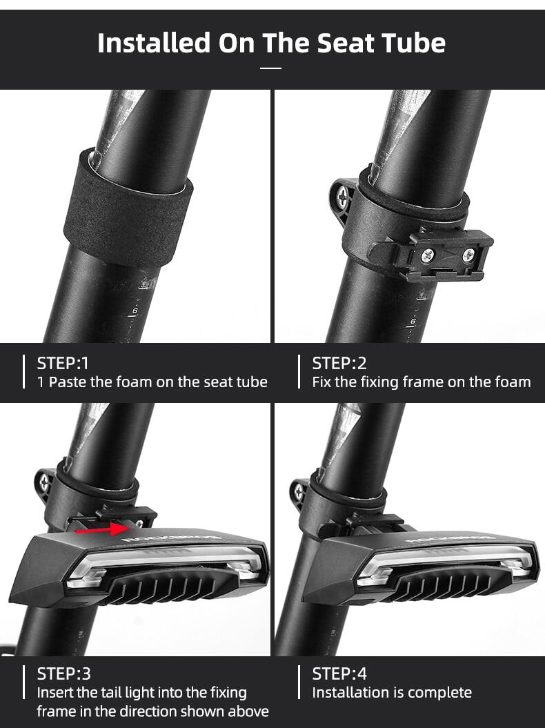 ROCKBROS Bicycle LED Rear Light: Saddle Mount, Remote Control, USB Rechargeable