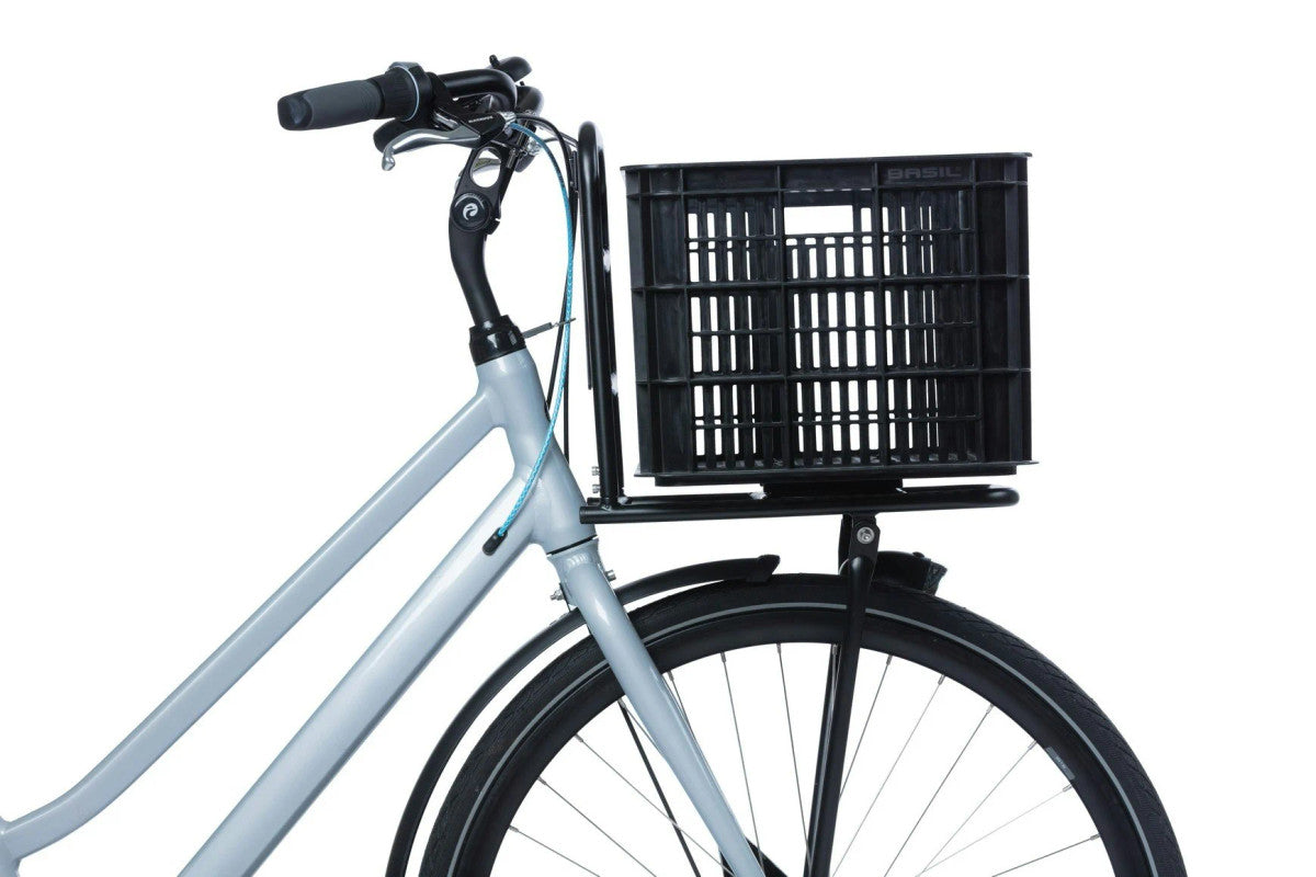 Basil Large 40L Black Recycled Bicycle Crate for Front or Rear Mounting