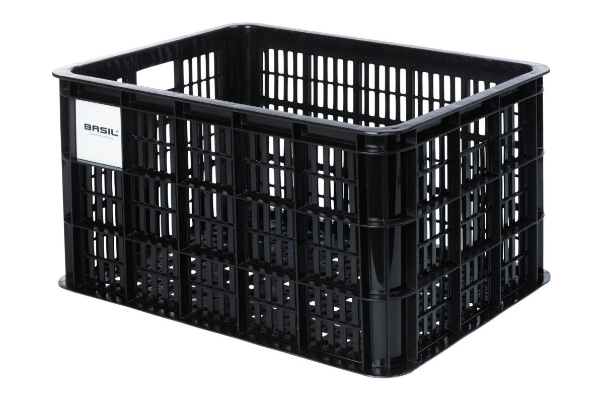 Basil Large 40L Black Recycled Bicycle Crate for Front or Rear Mounting