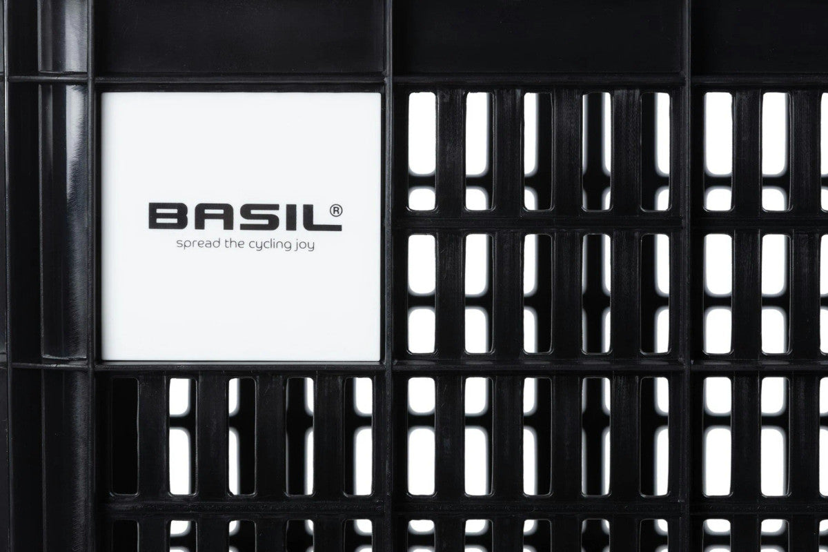 Basil Large 40L Black Recycled Bicycle Crate for Front or Rear Mounting
