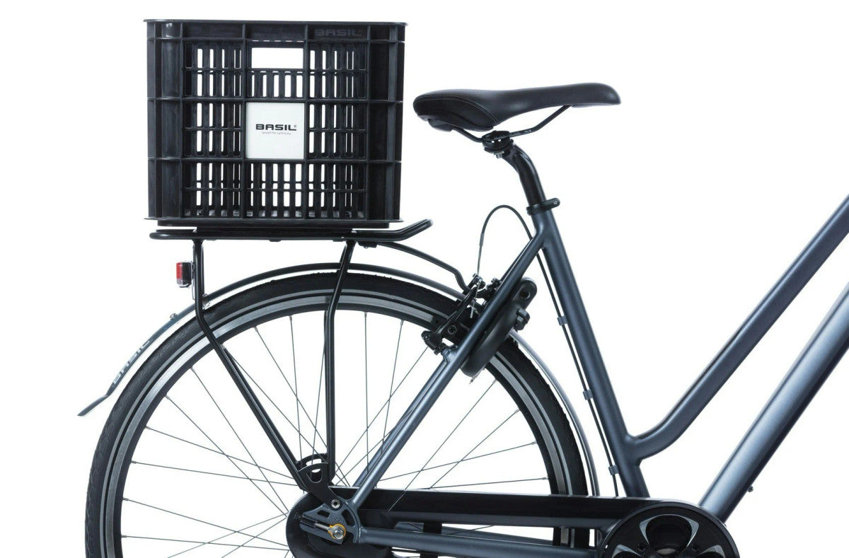 Basil Large 40L Black Recycled Bicycle Crate for Front or Rear Mounting