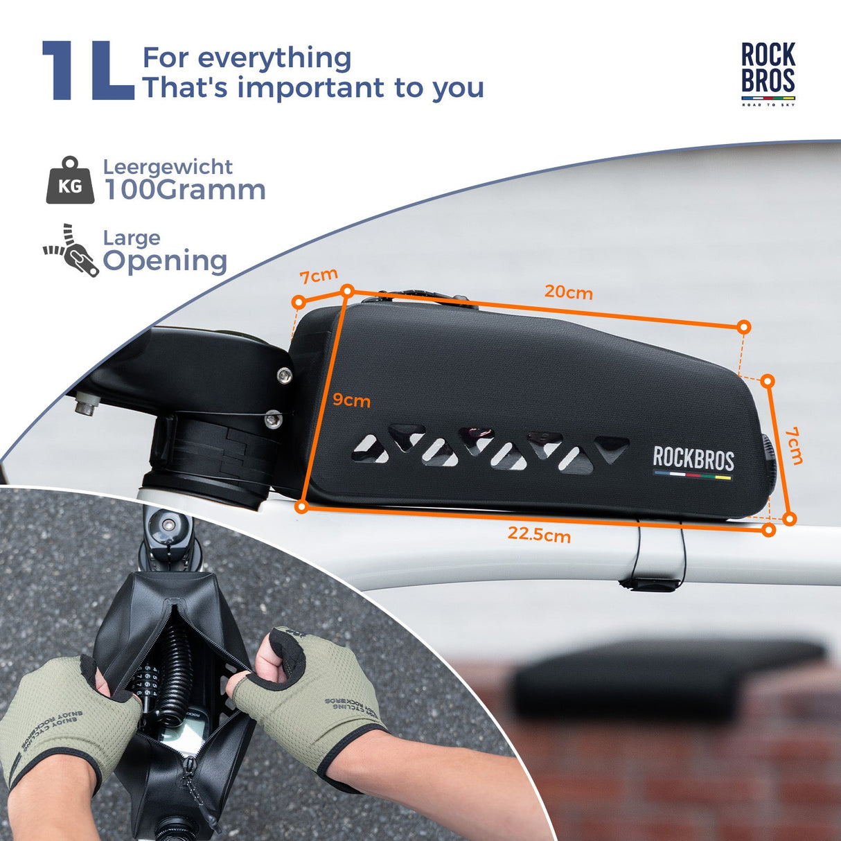 ROCKBROS Road to Sky Waterproof Hard Shell Top Tube Bike Frame Bag