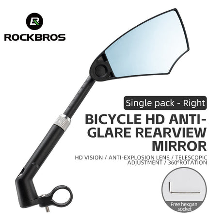 ROCKBROS HD Anti-Glare Bike Mirror for Handlebars, 360° Rotating Safety