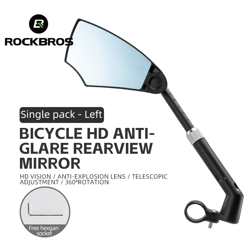 ROCKBROS HD Anti-Glare Bike Mirror for Handlebars, 360° Rotating Safety