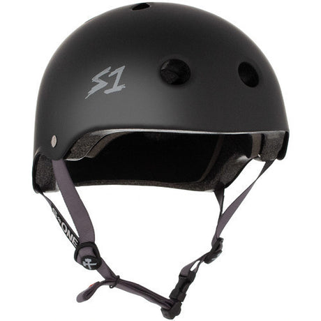 S-One Lifer Certified Multi-Impact Helmet: Black Matte with Grey Straps