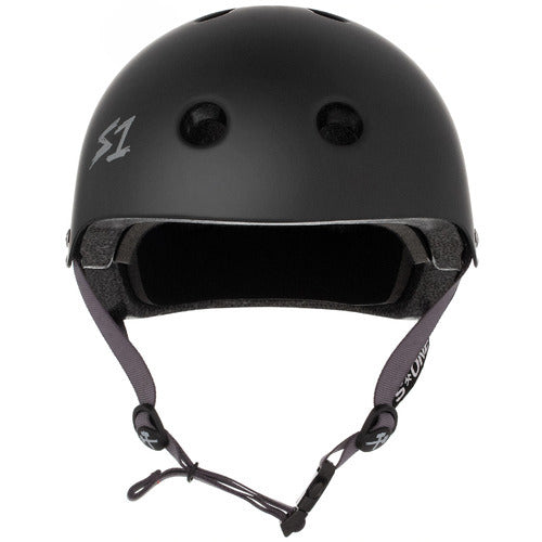 S-One Lifer Certified Multi-Impact Helmet: Black Matte with Grey Straps