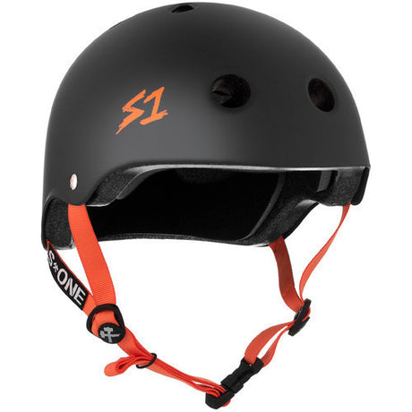 S-One Lifer Multi-Impact Certified Helmet Matte Black with Orange Straps