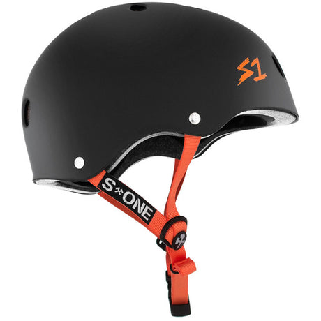 S-One Lifer Multi-Impact Certified Helmet Matte Black with Orange Straps