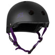 Premium S-One Lifer Skate Helmet: Matte Black, Purple Straps, Multi-Impact Certified