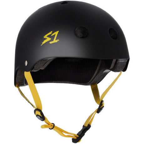 S-One Lifer Multi-Impact Certified Skate Helmet - Black Matte, Yellow Straps
