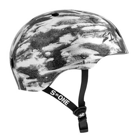 S-One Lifer Certified Multi-Impact Skate Helmet - Black White Glitter Bomba Hache