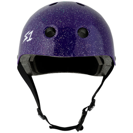 S-One Lifer Purple Glitter Helmet: Certified Multi-Impact, Deep Fit, All Sizes
